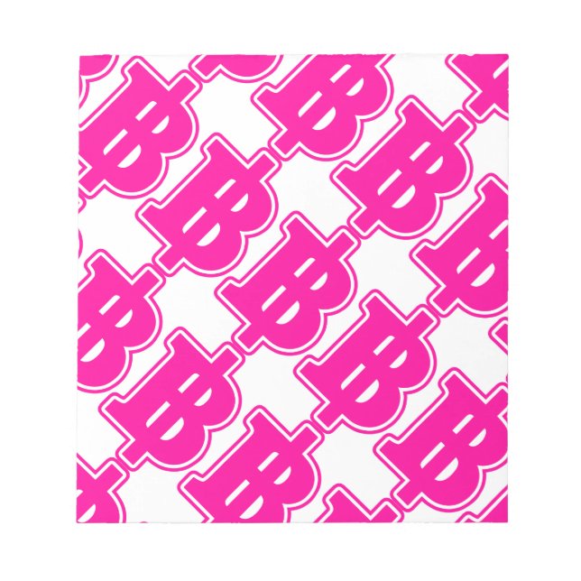 PINK BAHT SIGN ฿ Thai Money Currency ฿ Notepad (Front)