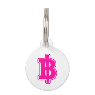 PINK BAHT SIGN ฿ Thai Money Currency ฿ Pet Tag