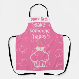 Pink bake happy All-Over Print Apron
