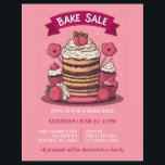 Pink Bake Sale Invitation Flyer<br><div class="desc">Cute Pink Pink Bake Sale Invitation Flyer</div>