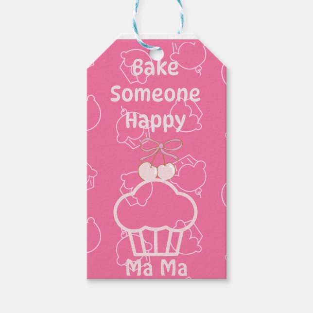 Pink bake someone happy  gift tags (Front)