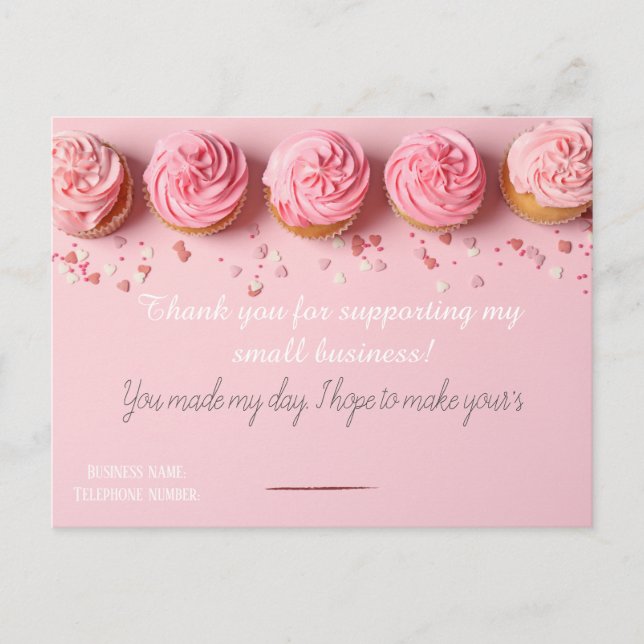 Pink BAKERS Thank you Card  (Front)
