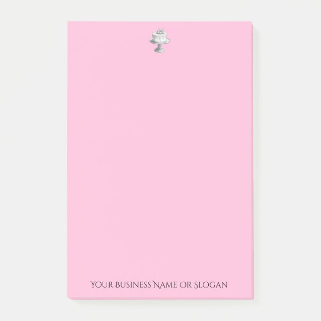 Pink Bakery Business Elegant Cake Custom Text Post-it Notes (Front)