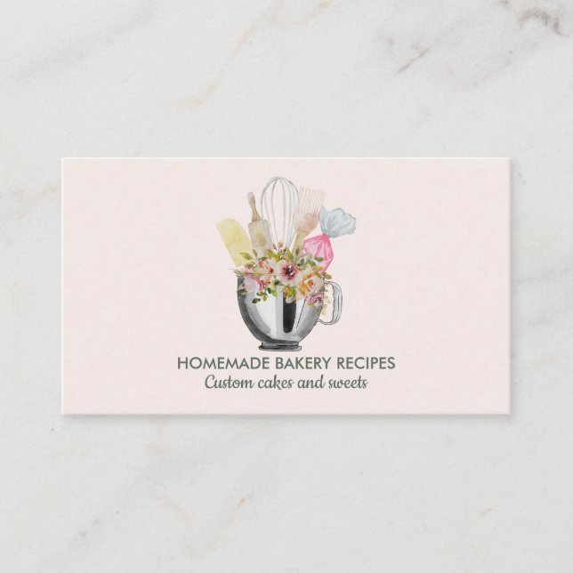 Pink Bakery Food Cook Personal Chef Catering Business Card (Front)