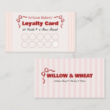 Pink Bakery Loyalty Punch Card Business Card