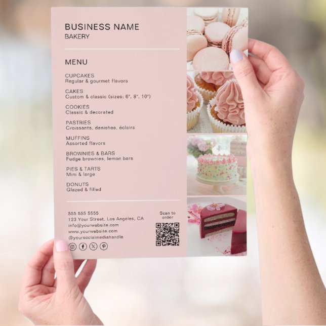 Pink Bakery Menu with Photos & QR Code (Pink Bakery Menu with Photos & QR Code Flyer)