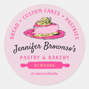 Pink Bakery Pastry Lemon Cheesecake Classic Round Sticker