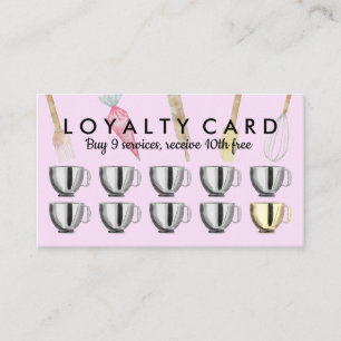 Pink Bakery pastry tools Loyalty Punch Business Card