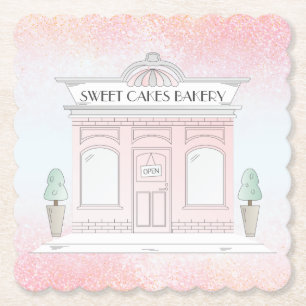Pink Bakery Shop Illustration Coaster