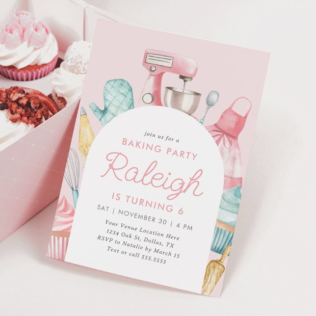 Pink Baking Birthday Party Invitation (Creator Uploaded)