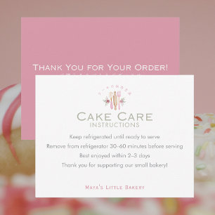 Pink Baking Utensils Cake Care Instructions Thank You Card