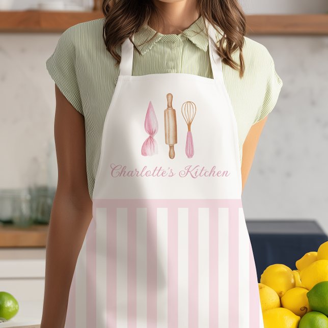 Pink Baking Utensils Girly Apron (Creator Uploaded)