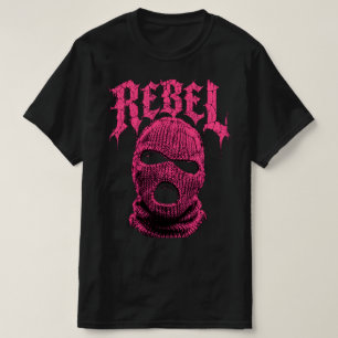 Pink Balaclava Ski Mask Rebel Dark Streetwear T-Shirt