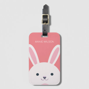 Pink Ball Cute Bunny Cartoon Personalised Luggage Tag