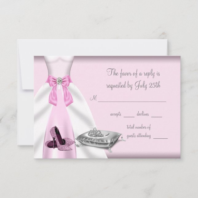 Pink Ball Gown High Heel Shoes Quinceanera RSVP (Front)