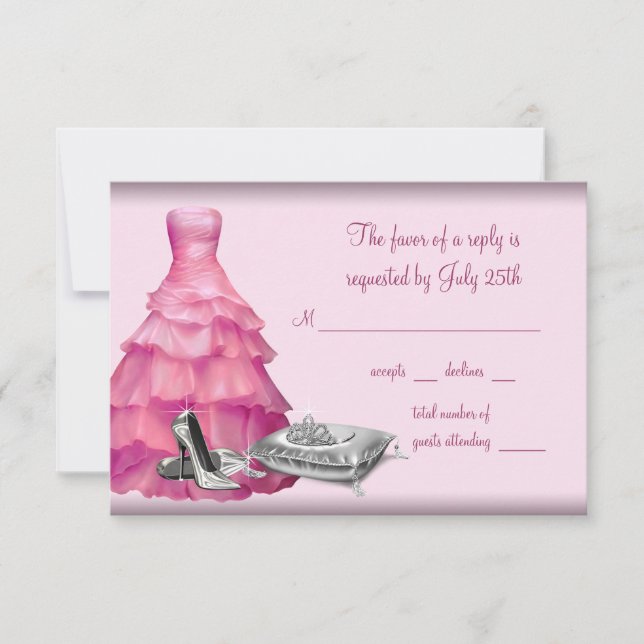 Pink Ball Gown High Heel Shoes Quinceanera RSVP (Front)