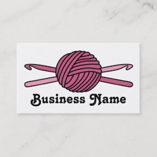 Pink Ball of Yarn & Crochet Hooks Business Card