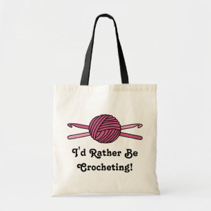 Pink Ball of Yarn & Crochet Hooks Tote Bag