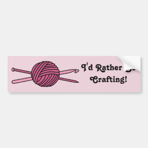 Pink Ball of Yarn (Knit & Crochet) Bumper Sticker