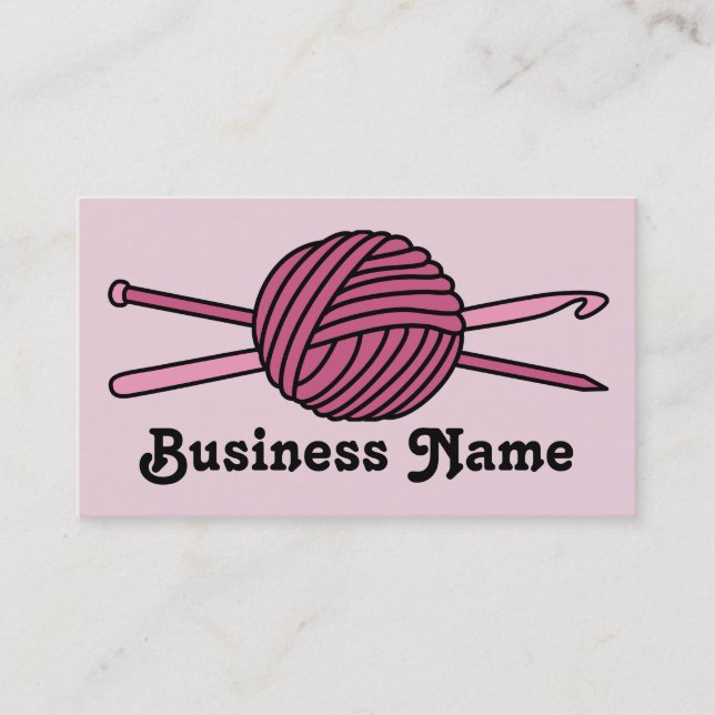 Pink Ball of Yarn (Knit & Crochet) Business Card (Front)