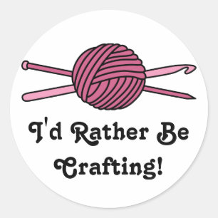 Pink Ball of Yarn (Knit & Crochet) Classic Round Sticker