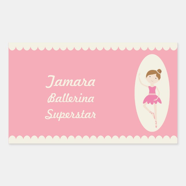 Pink Ballerina 1 Rectangle Stickers (Front)
