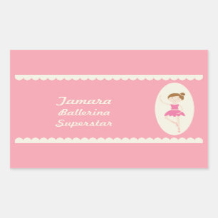 Pink Ballerina 1 Rectangle Stickers
