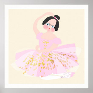 Pink Ballerina art Illustration. Poster