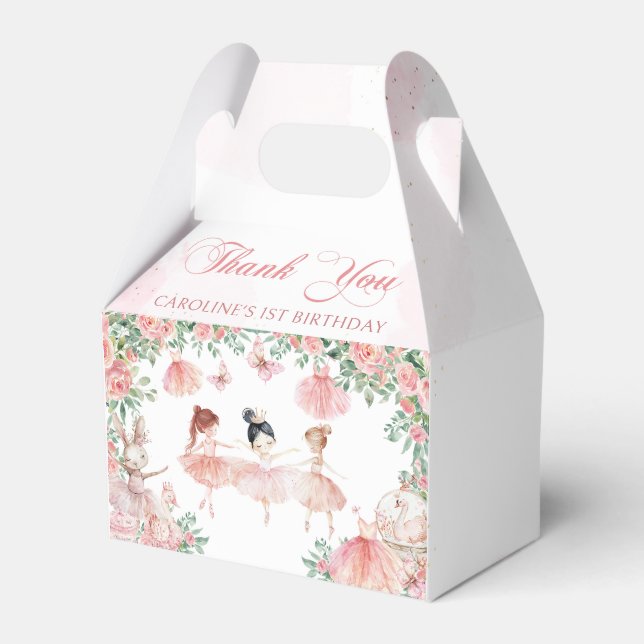 Pink Ballerina Ballet Birthday Favour Box (Front Side)