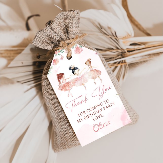 Pink Ballerina Ballet Birthday Gift Tags (Creator Uploaded)