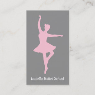 Pink Ballerina Ballet Studio Instructor Grey Business Card