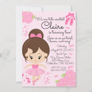 Pink Ballerina Ballet Tutu Birthday Invitation