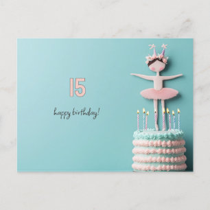 Pink Ballerina Birthday Cake Postcard
