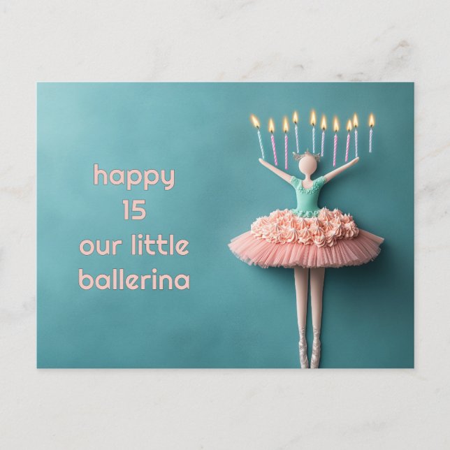 Pink Ballerina Birthday Cake Postcard (Front)