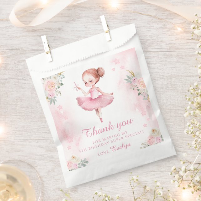 Pink ballerina birthday girl thank you favour bags (Clipped)