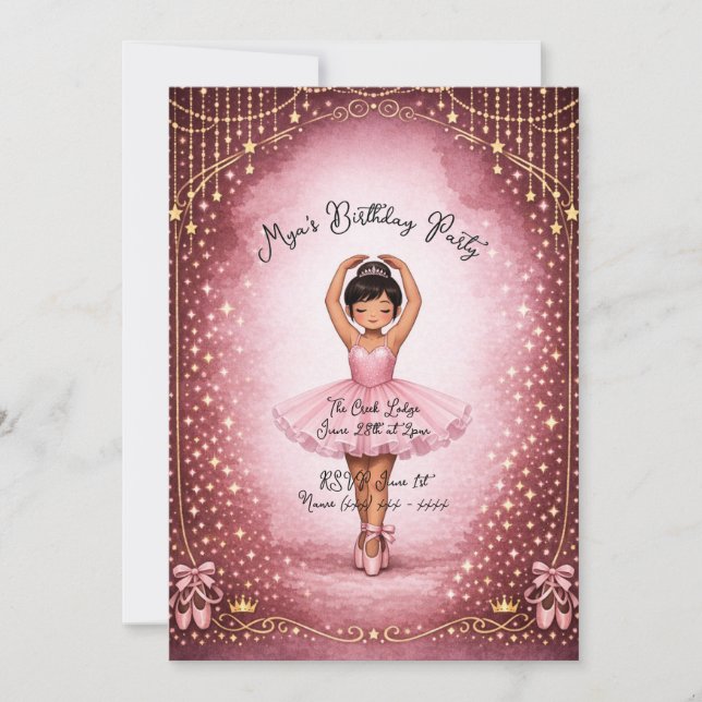 Pink Ballerina Birthday Invitation (Front)