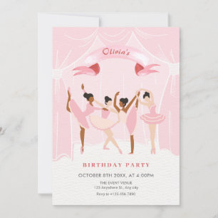 Pink ballerina birthday invitation