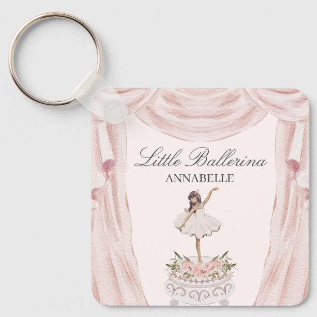 Pink Ballerina Birthday Party Favours Key Ring (Front)