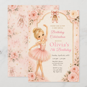 Pink Ballerina Birthday Party Invitation