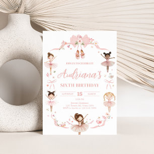 Pink Ballerina Birthday Party Invitation