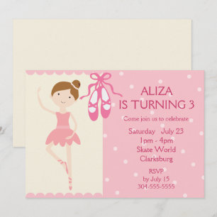 Pink Ballerina Birthday Party Invitation