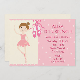 Pink Ballerina Birthday Party Invitation