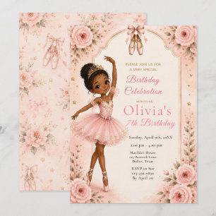 Pink Ballerina Birthday Party Invitation