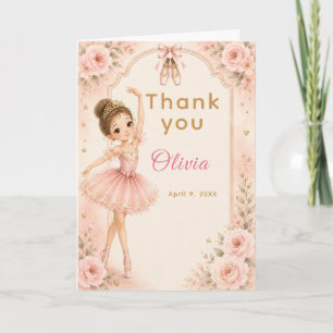Pink Ballerina Birthday Party Thank You Card