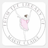 Pink Ballerina Bookplate Your Name Here Library