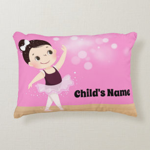 Pink Ballerina Brown Hair Accent Pillow