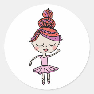 Pink Ballerina Classic Round Sticker