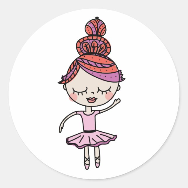 Pink Ballerina Classic Round Sticker (Front)