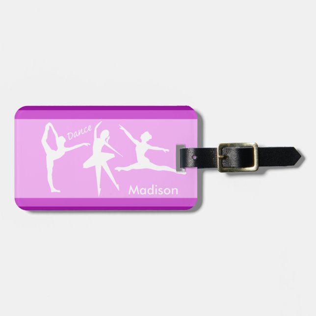 Pink Ballerina Custom Ballet Luggage Tag (Front Horizontal)