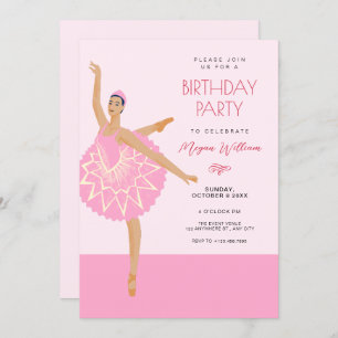 Pink Ballerina dance ballet birthday Invitation